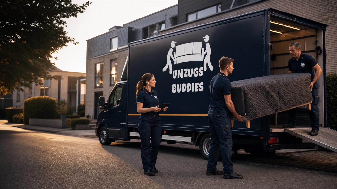 Professionelles Umzugsteam beim sorgfältigen Verladen eines geschützten Möbelstücks